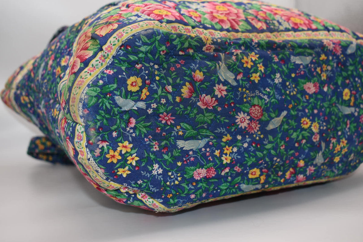 Vintage Vera Bradley Large Vera Tote Bag in "Bluebird" Pattern