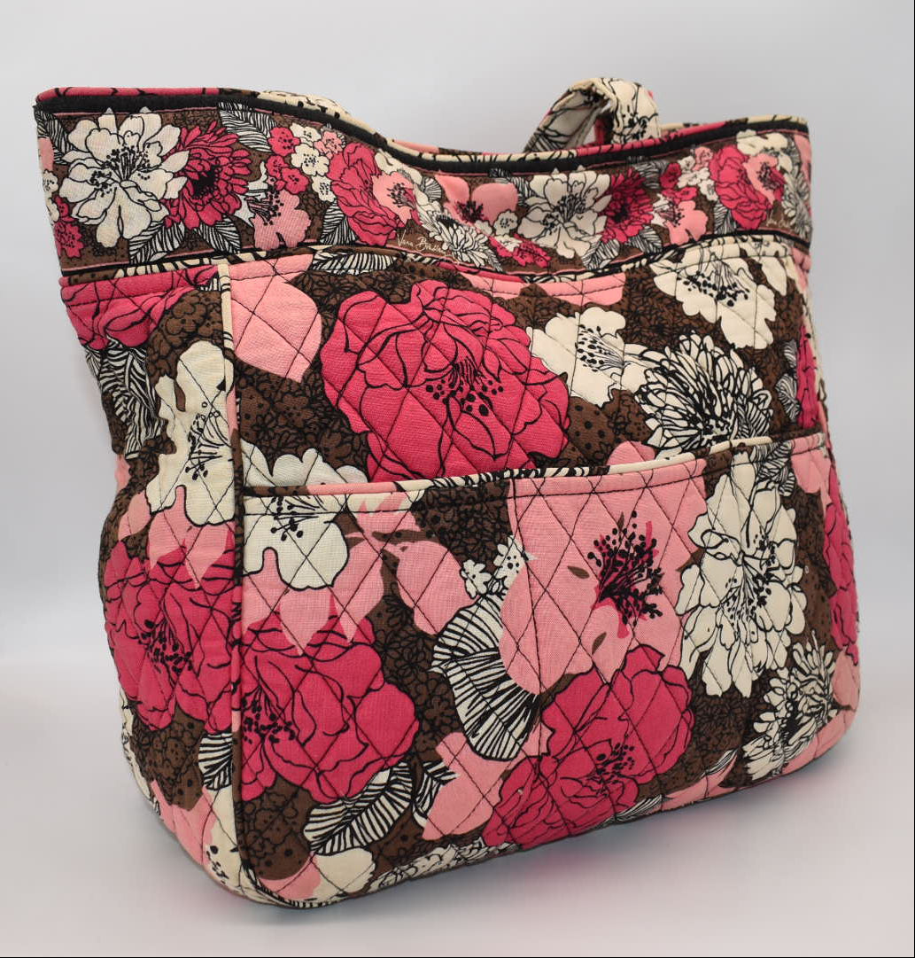 Vera Bradley Shoulder Tote Bag in "Mocha Rouge" Pattern