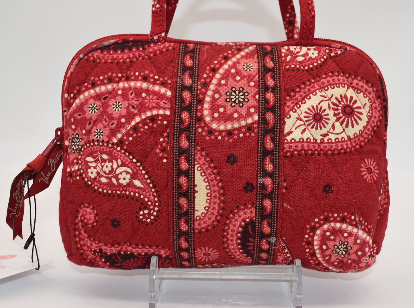 Vera Bradley Quilted Cosmetic Bag in "Mesa Red Paisley" Pattern