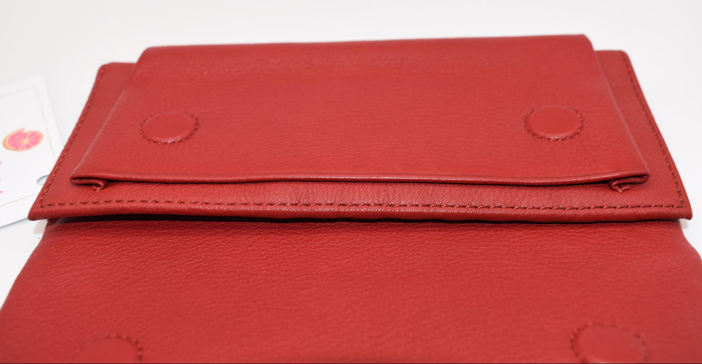 HOBO INTL Leather Wade Wallet in Scarlet Red