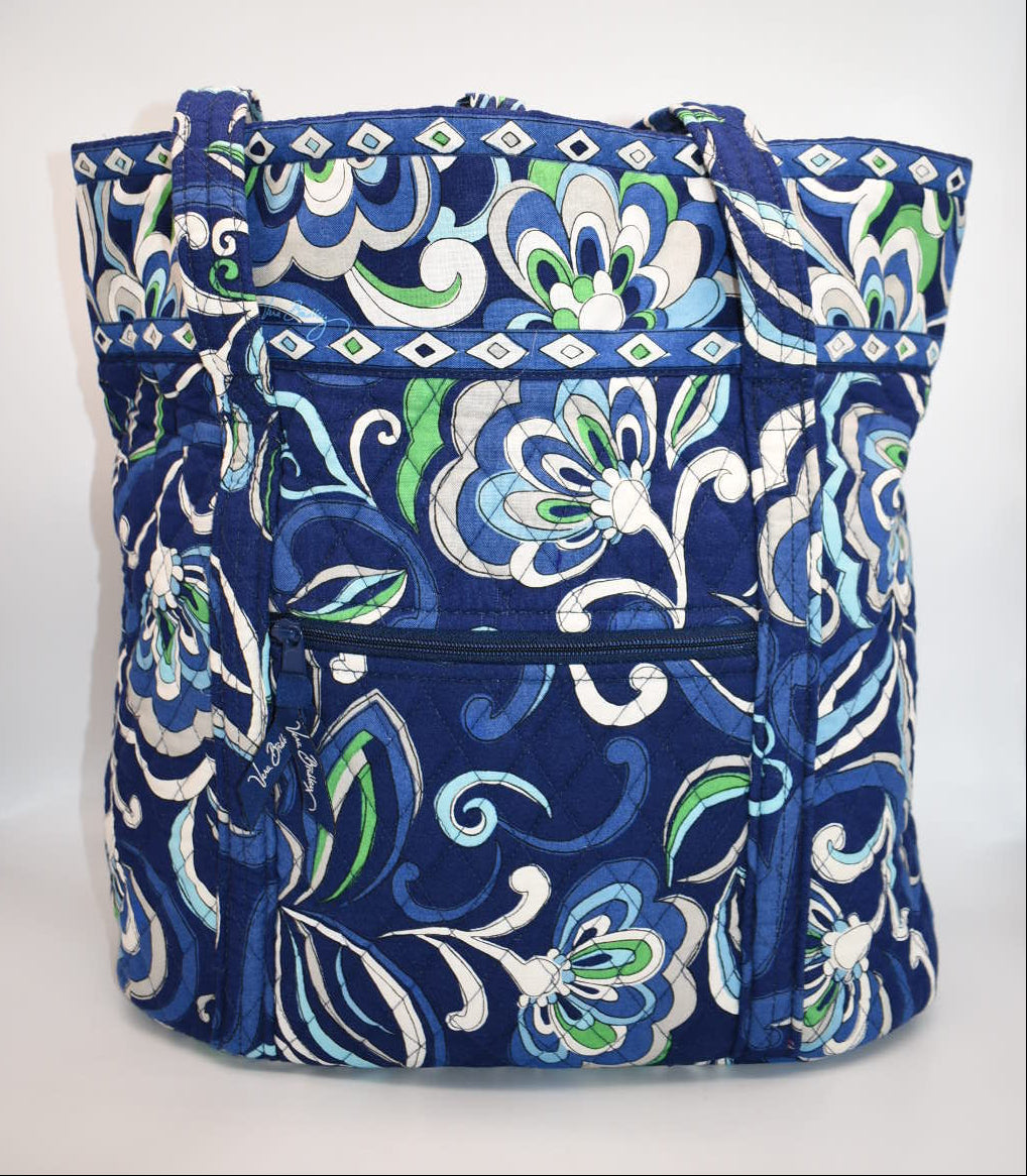 Vera Bradley Large Vera Tote Bag in "Mediterranean Blue" Pattern