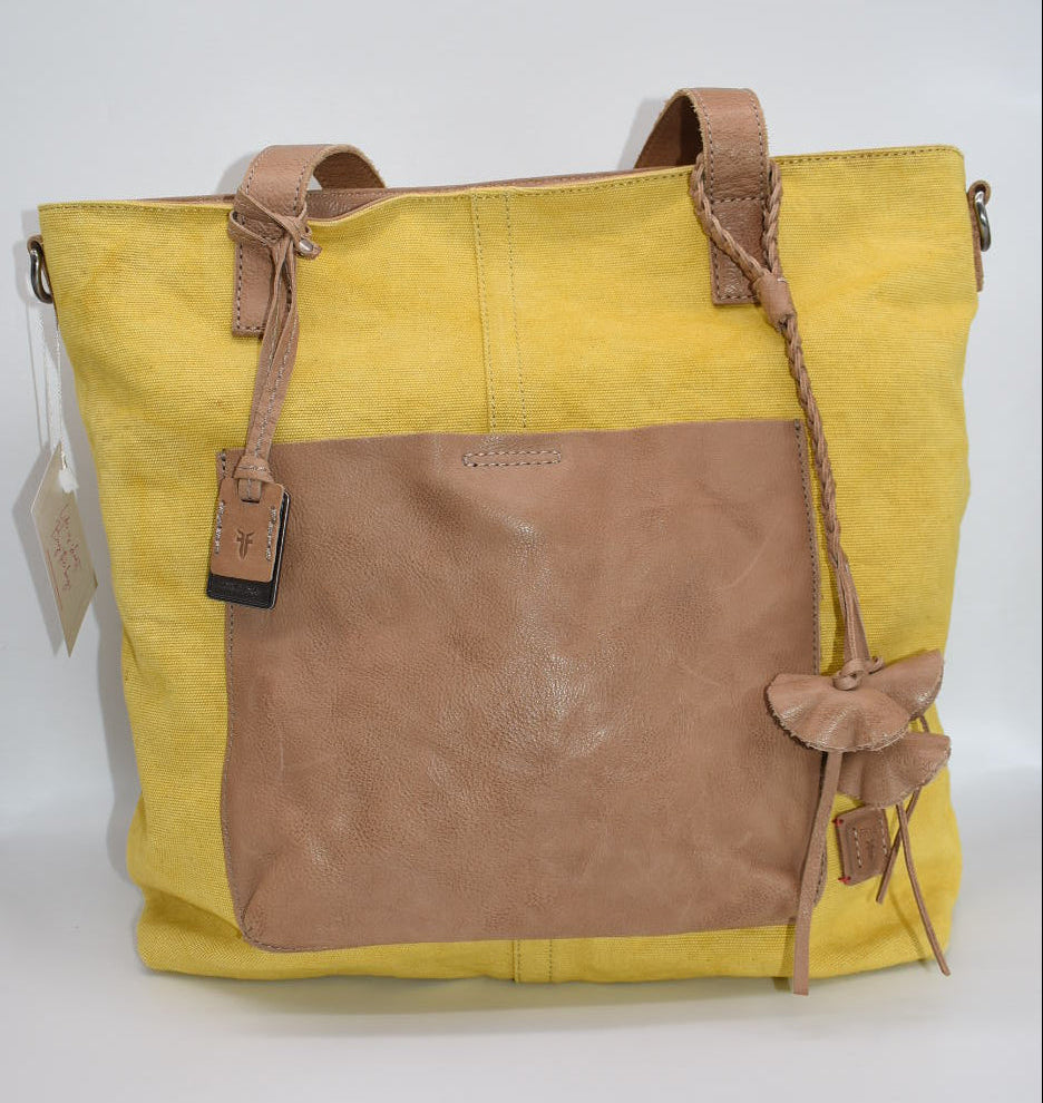 Frye Dani Canvas & Leather Tote Bag in Yellow