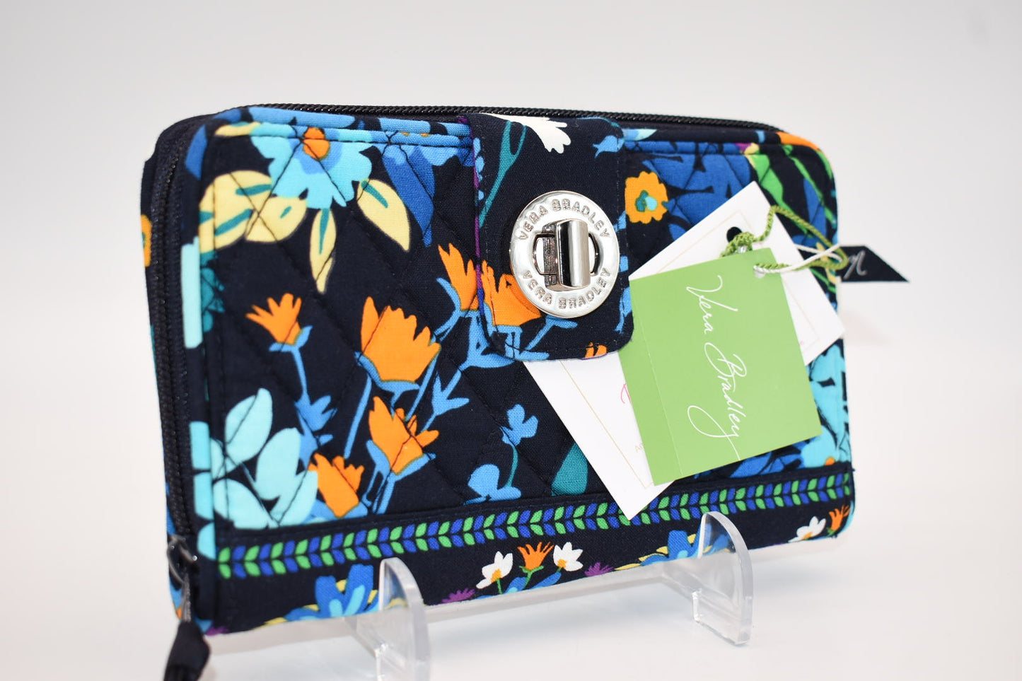Vera Bradley Turnlock Wallet in "Midnight Blues" Pattern