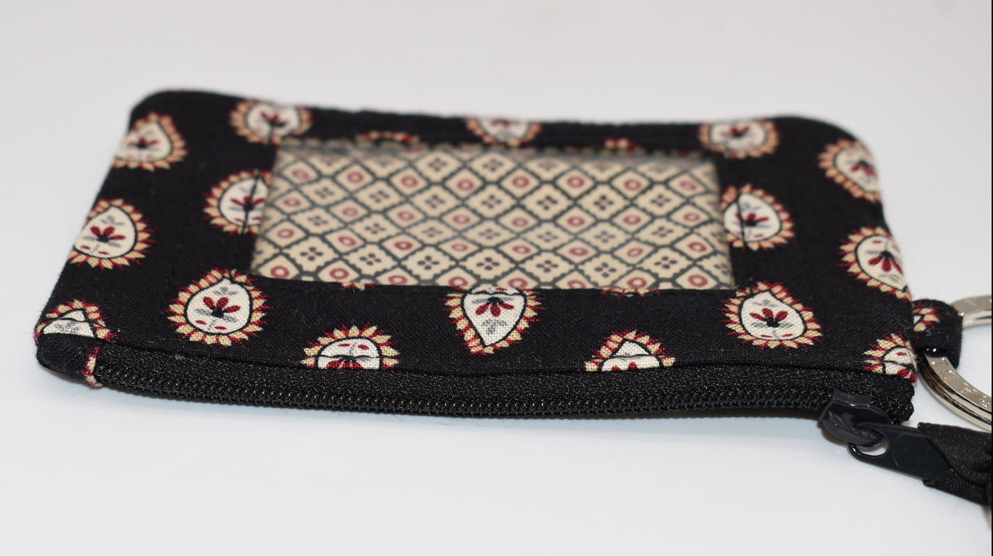 Vera Bradley Zip ID Case in "Classic Black-2002" Pattern