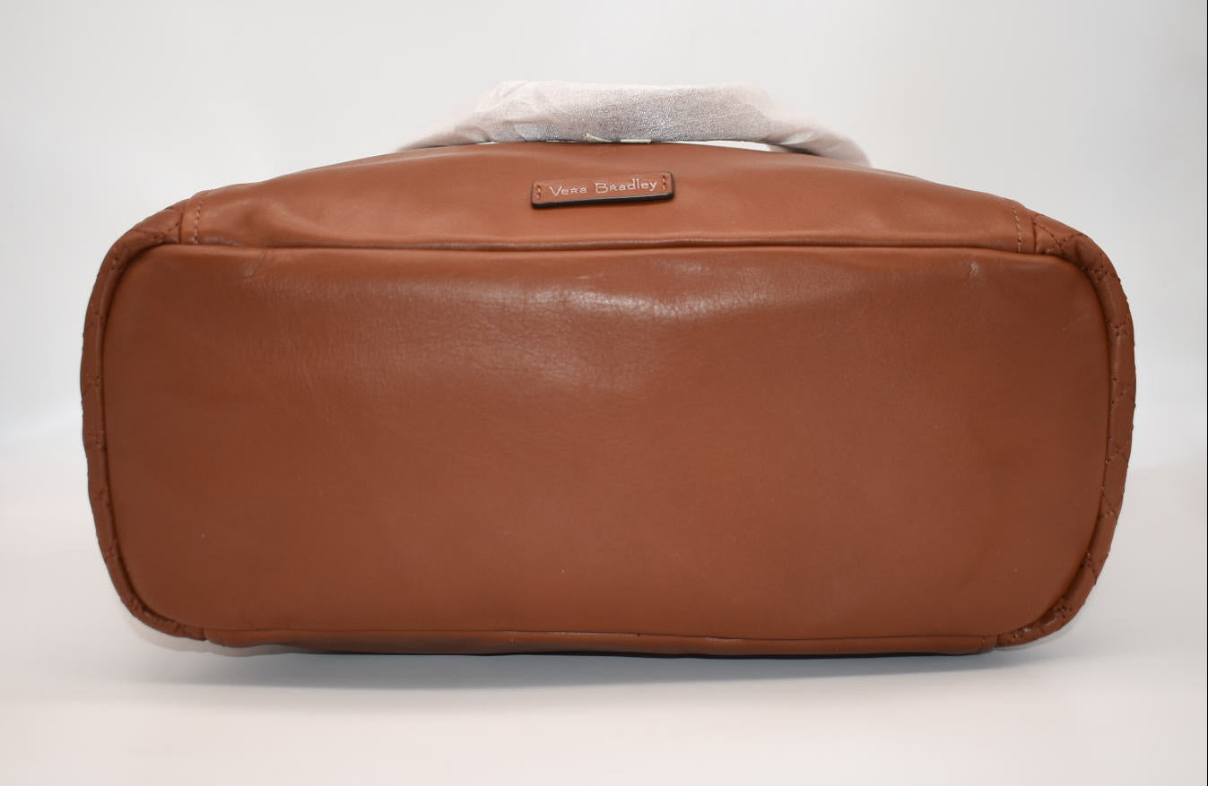 Vera Bradley Carryall Small Leather Tote Bag in Classic Mocha