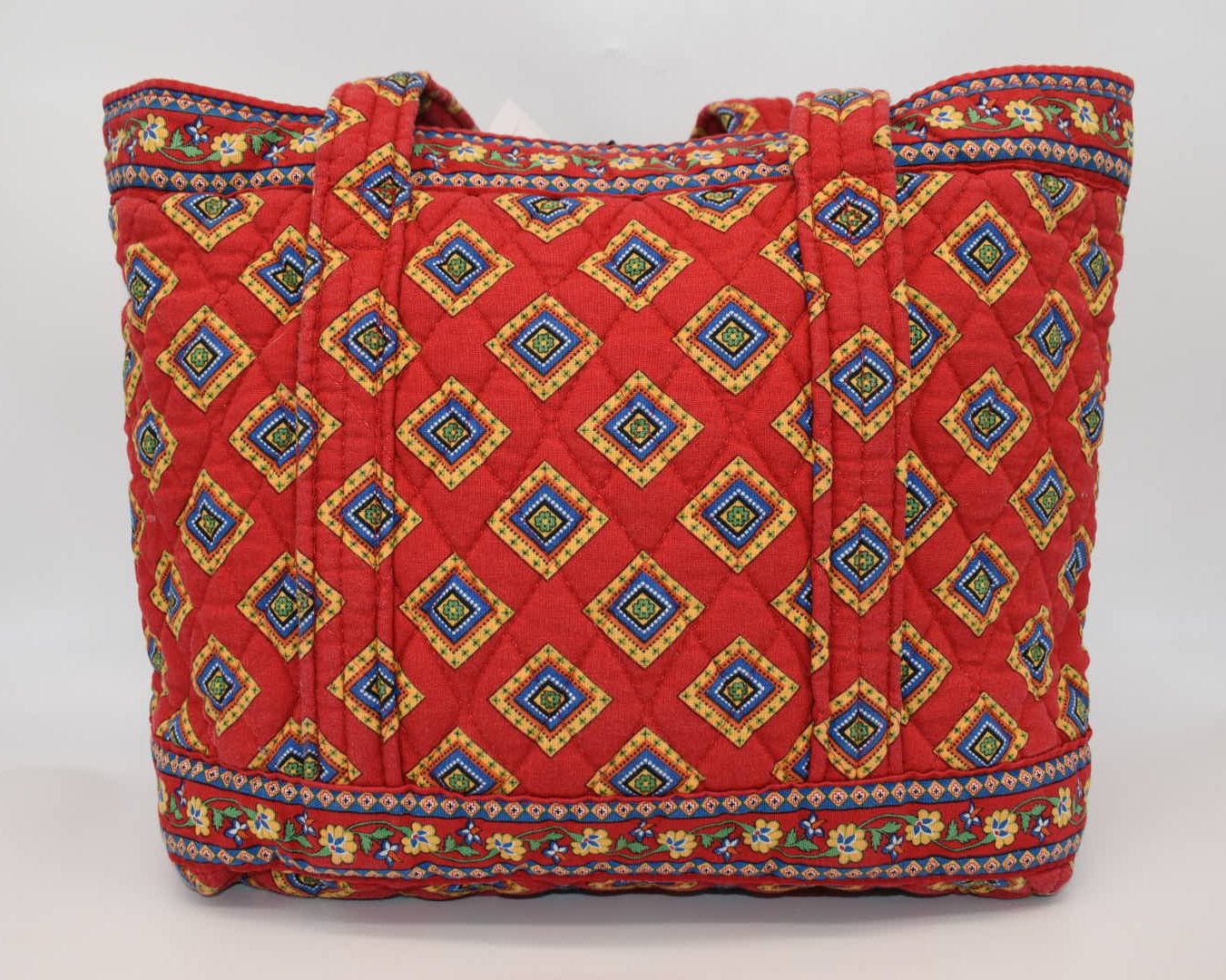 Vera Bradley East West Toggle Tote Bag in "Villa Red" Pattern