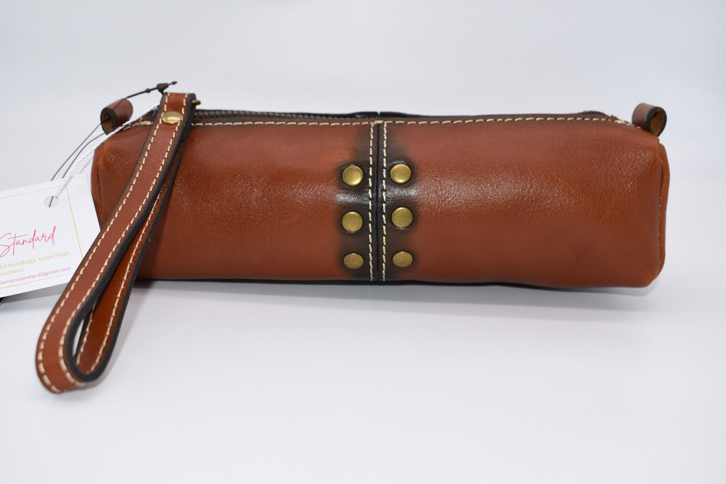 Patricia Nash Isla Oblong Zip Pouch Wristlet in Tan