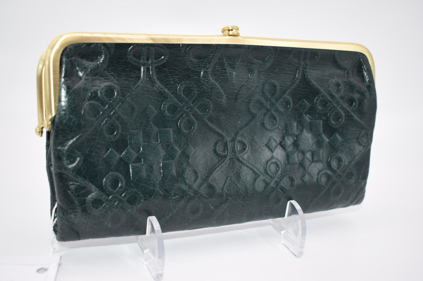 HOBO Lauren Leather Clutch Wallet in Embossed Emerald