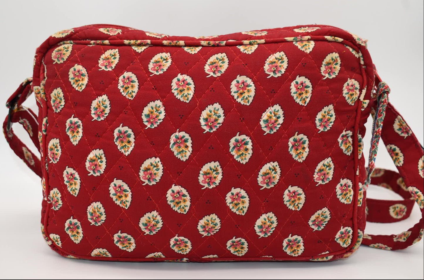 Vintage Vera Bradley East West Crossbody Bag in "Red Leaf - 1997" Pattern