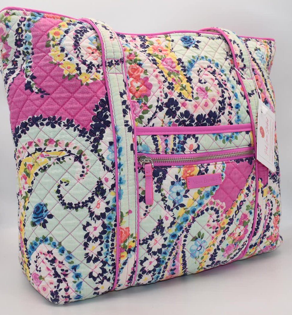 Vera Bradley Large Vera Tote Bag in "Wildflower Paisley" Pattern