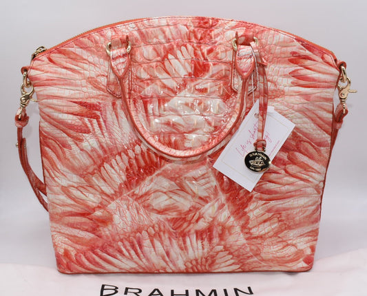 Brahmin Large Duxbury Satchel Bag in Pink Flamingo Melbourne