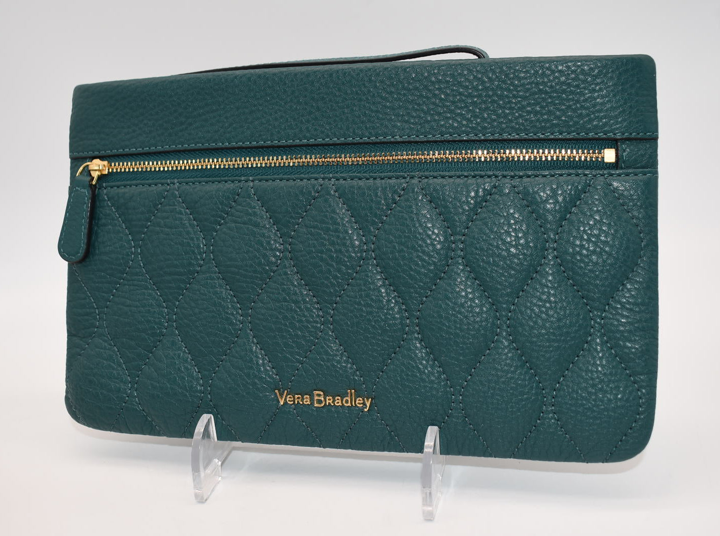 Vera Bradley Quilted Leather Mia Wristlet in Forest Green
