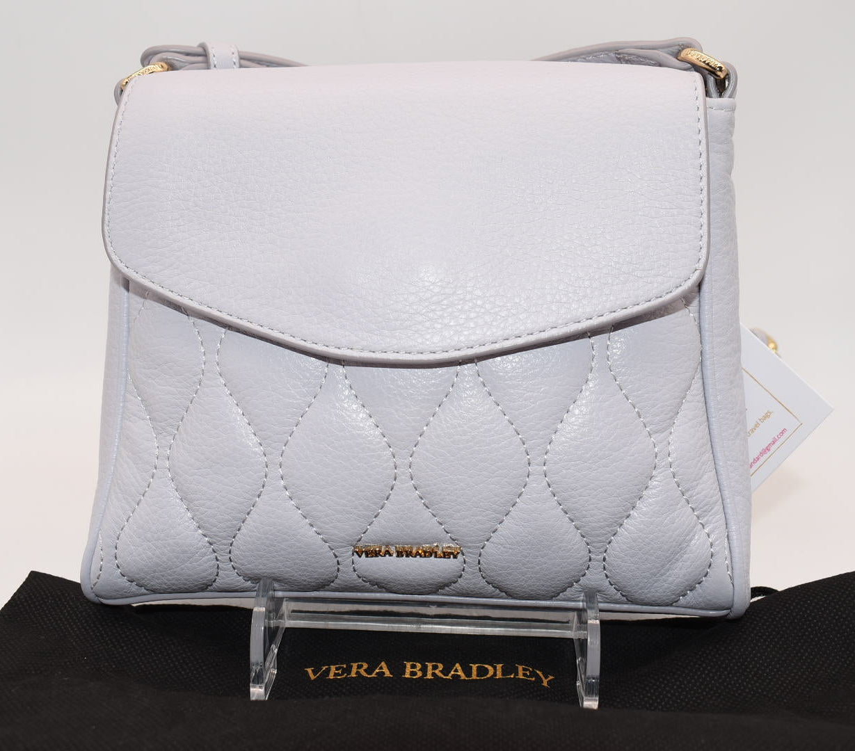 Vera Bradley Sarah Quilted Leather Crossbody Bag in Cloud Gray