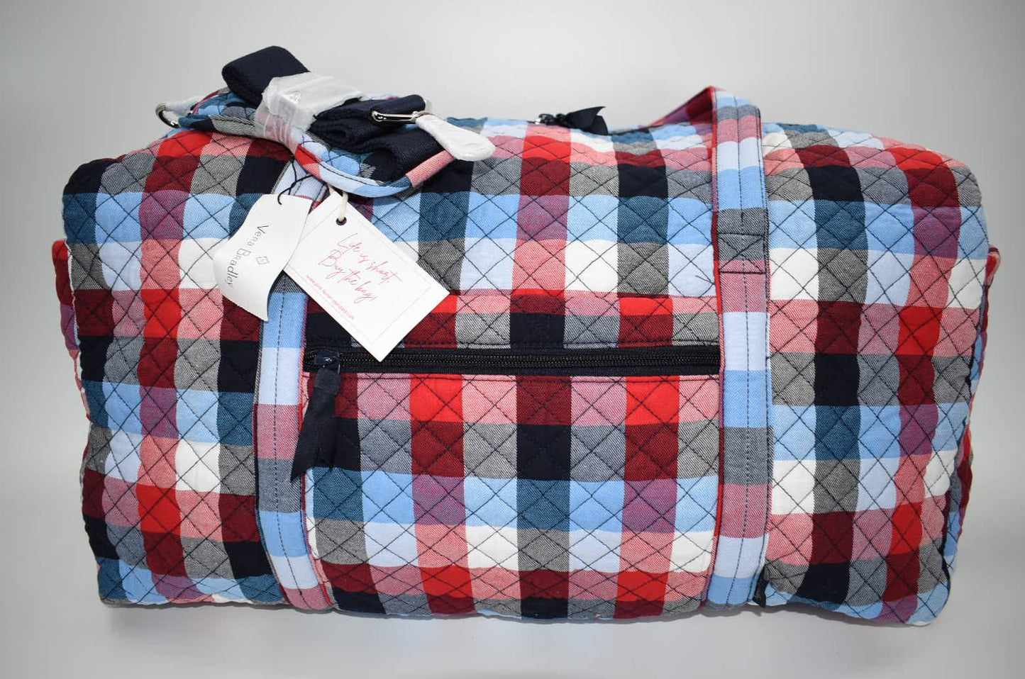 Vera Bradley Large Travel Duffel Bag in "Patriotic Plaid" Pattern