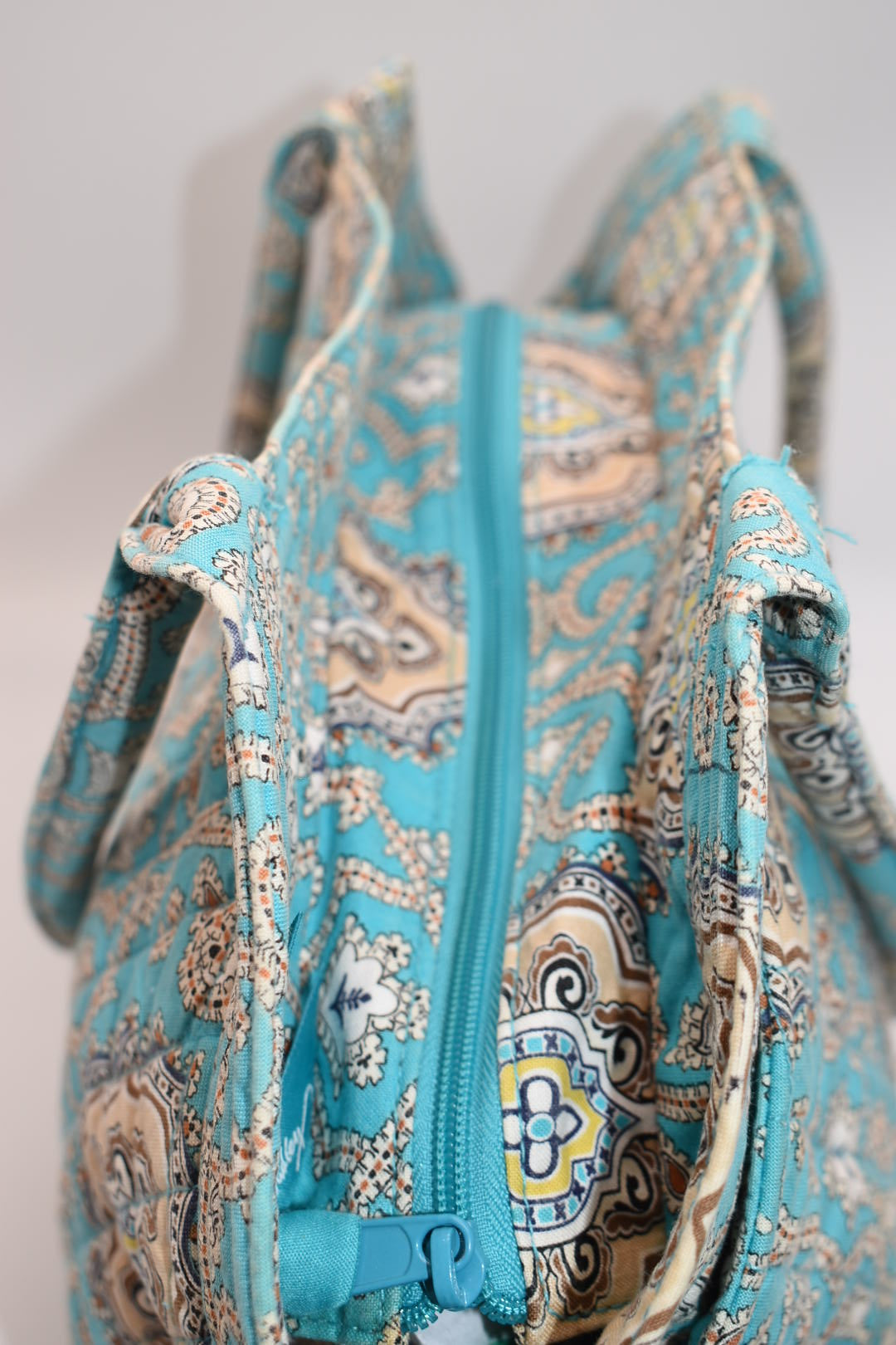 Vera Bradley Large Angled Tote Bag in "Totally Turquoise" Pattern