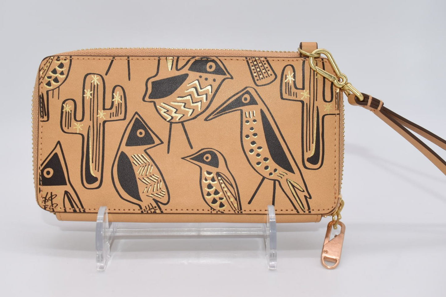 Vera Bradley Vachetta Brown Resort Wristlet in "Roadrunner Cactus"