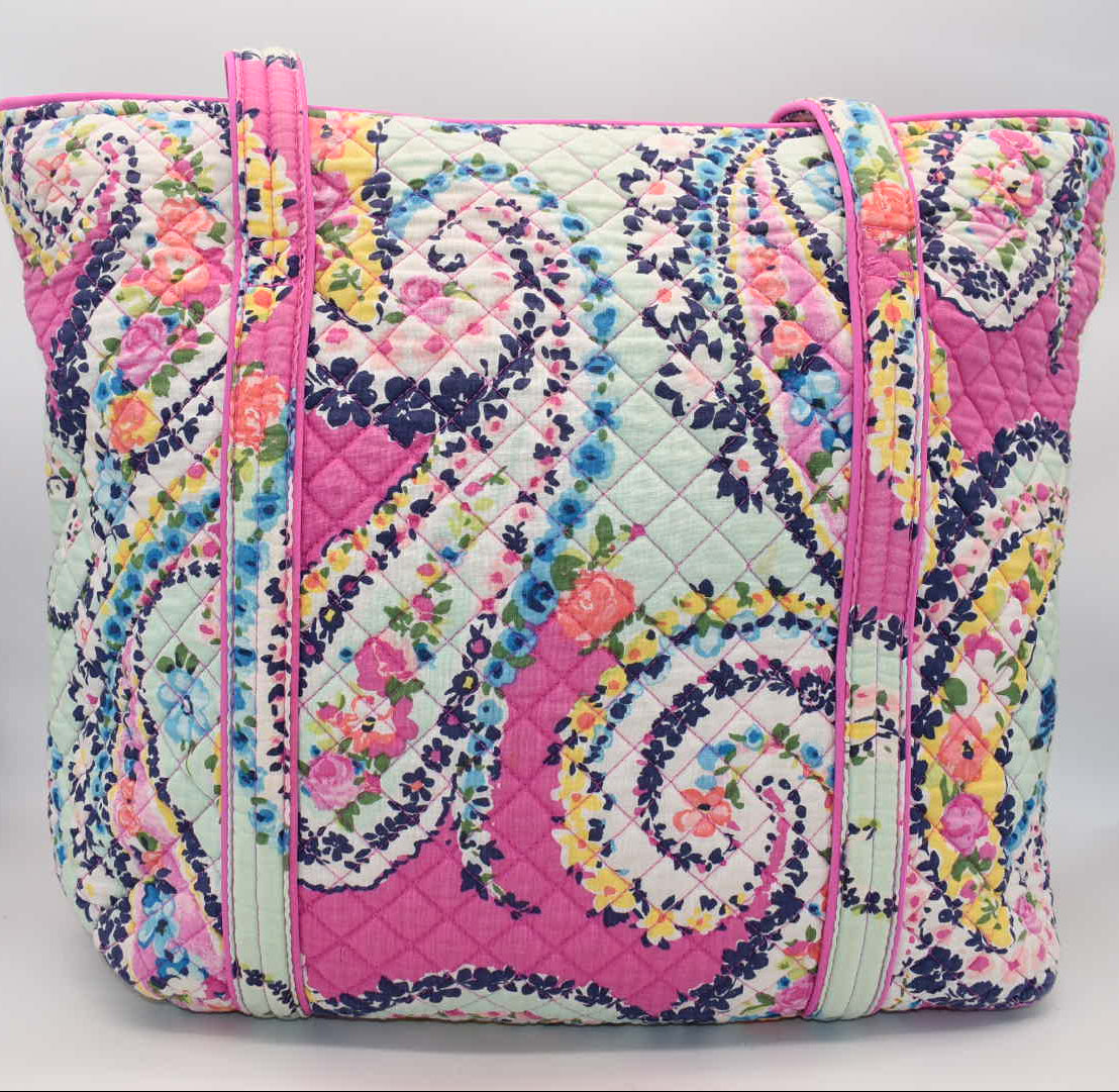 Vera Bradley Large Vera Tote Bag in "Wildflower Paisley" Pattern
