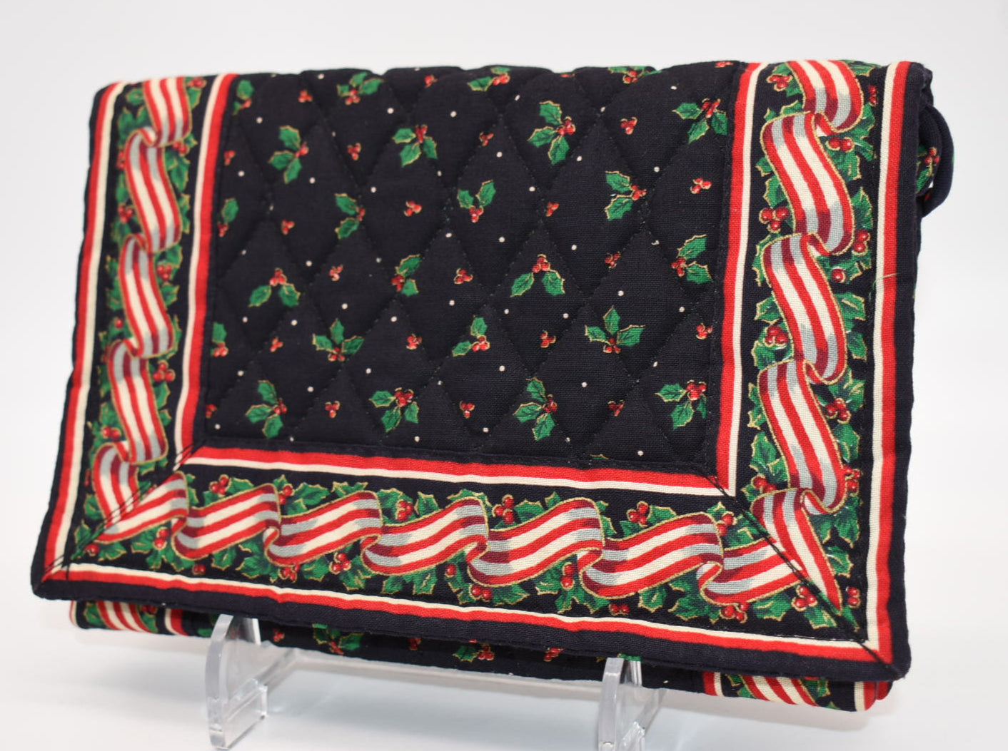 Vintage Vera Bradley Elite Crossbody Bag in "Holly & Ribbons" Pattern