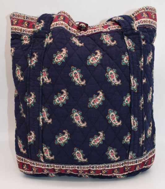 Vintage Vera Bradley Small Tote Bag in "Navy-1991" Pattern