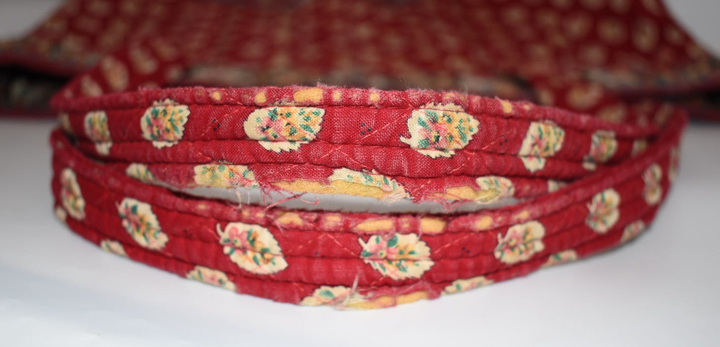 Vintage Vera Bradley Large Vera Tote Bag in "Red Leaf" Pattern