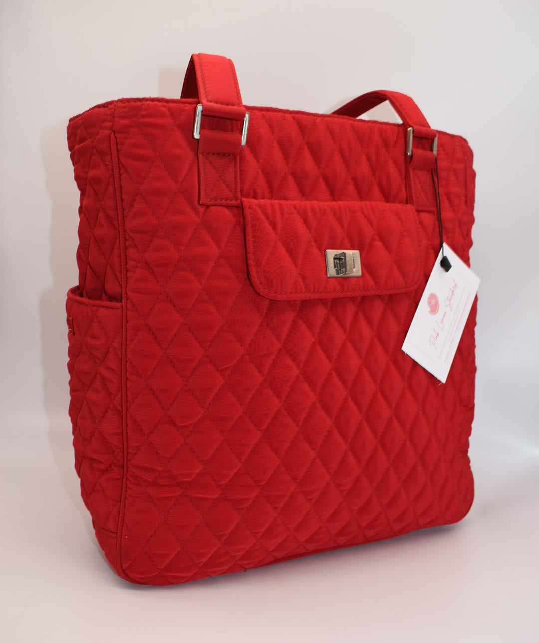 Vera Bradley Microfiber Turnlock Tote Bag in Fire Red