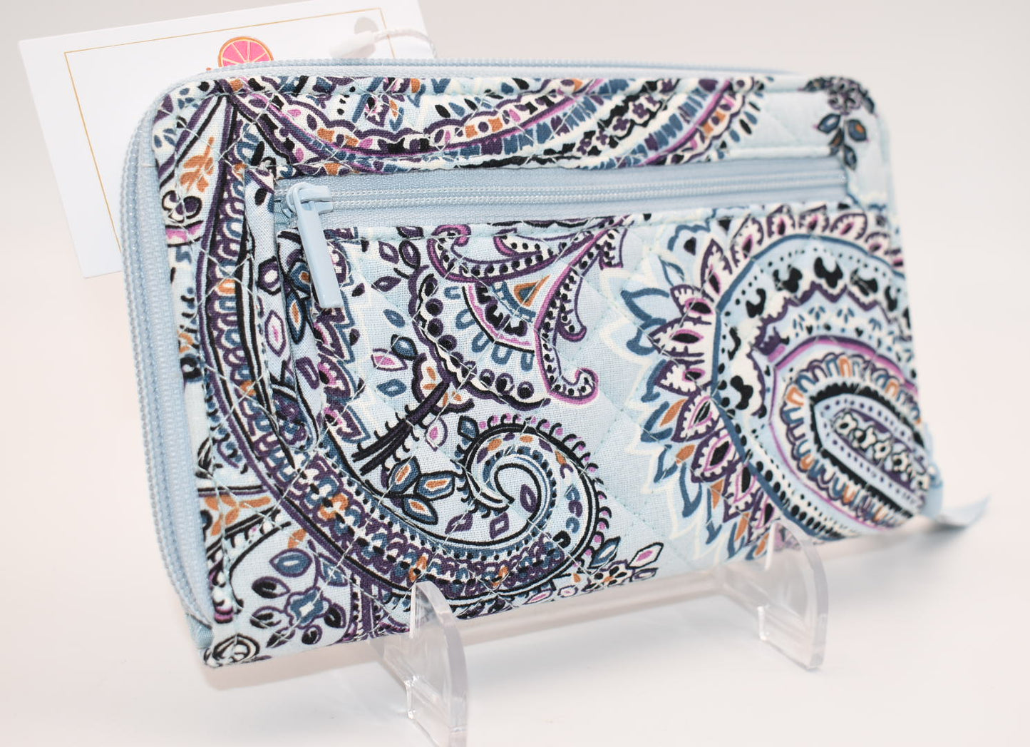 Vera Bradley RFID Turnlock Wallet in "Soft Sky Paisley" Pattern