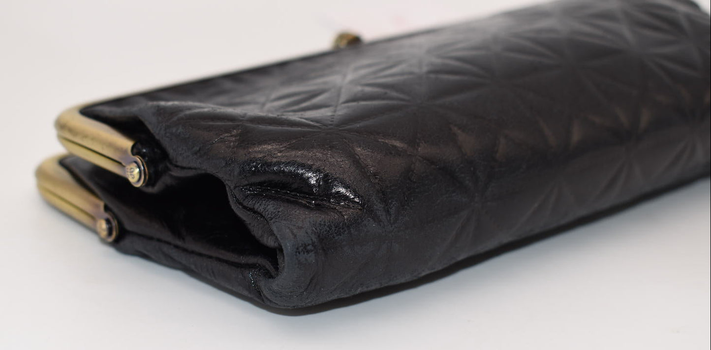 HOBO INTL Lauren Clutch Wallet in Black Embossed Leather