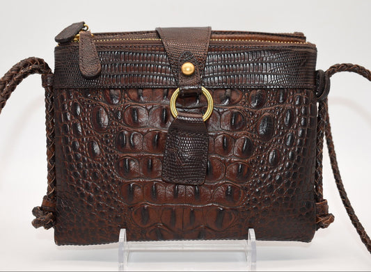 Brahmin Mojito Croc Embossed Leather Bag in Pecan