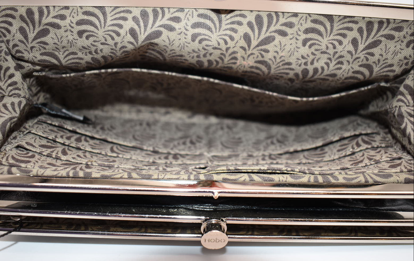 HOBO Lauren Clutch Wallet in Black Embossed Leather