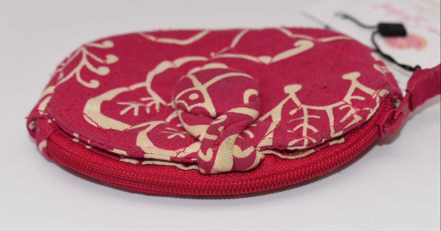 Vera Bradley Button Coin Purse in "Twirly Birds- Pink" Pattern