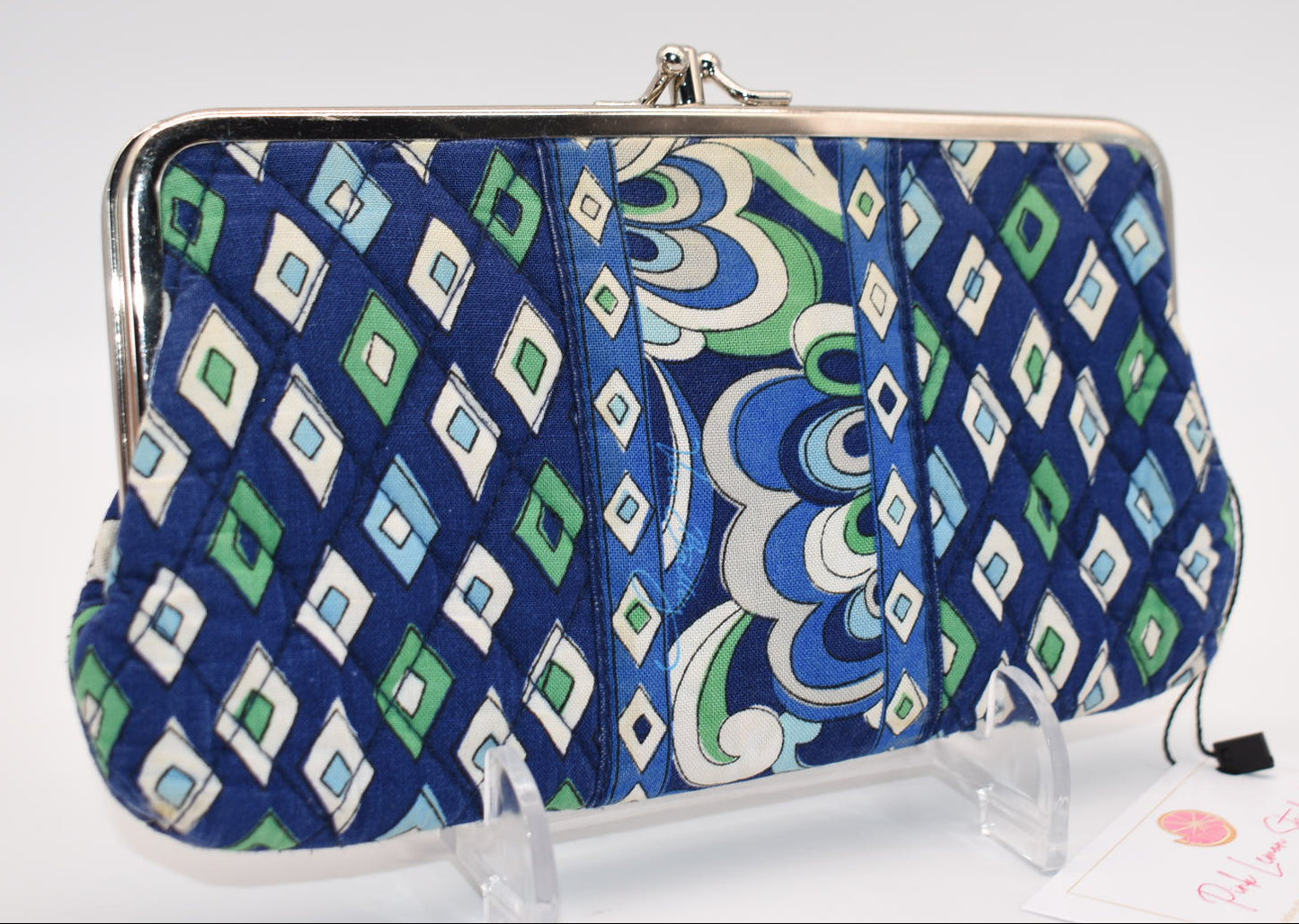 Vera Bradley Double Kisslock Wallet in "Mediterranean Blue" Pattern