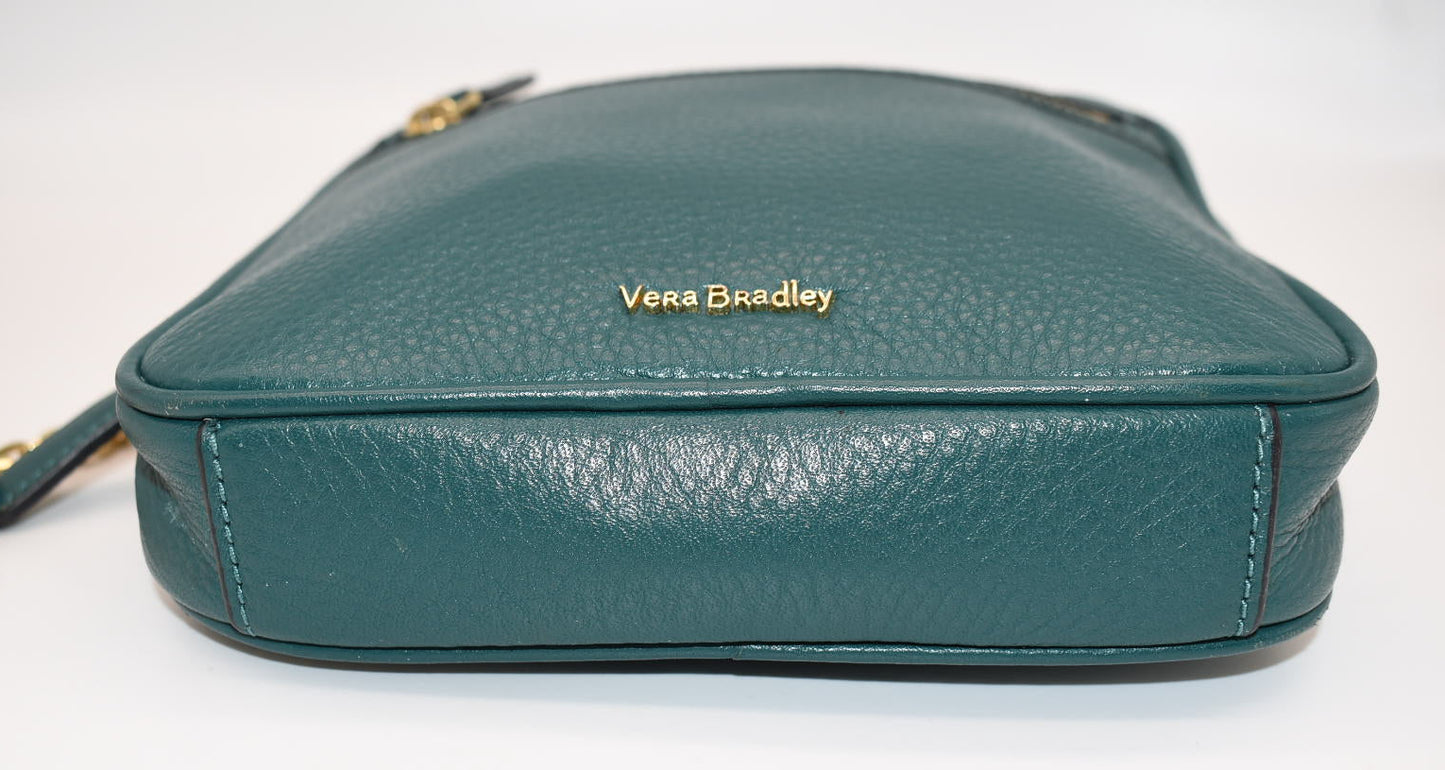 Vera Bradley Elena Leather Crossbody Bag in "Forest  Green"