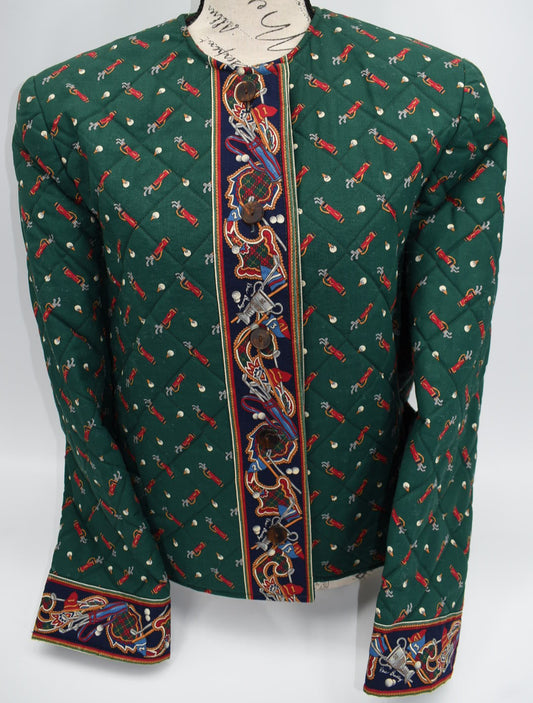 Vintage Vera Bradley Quilted Medium Jacket in "Golf Green-1995" Pattern