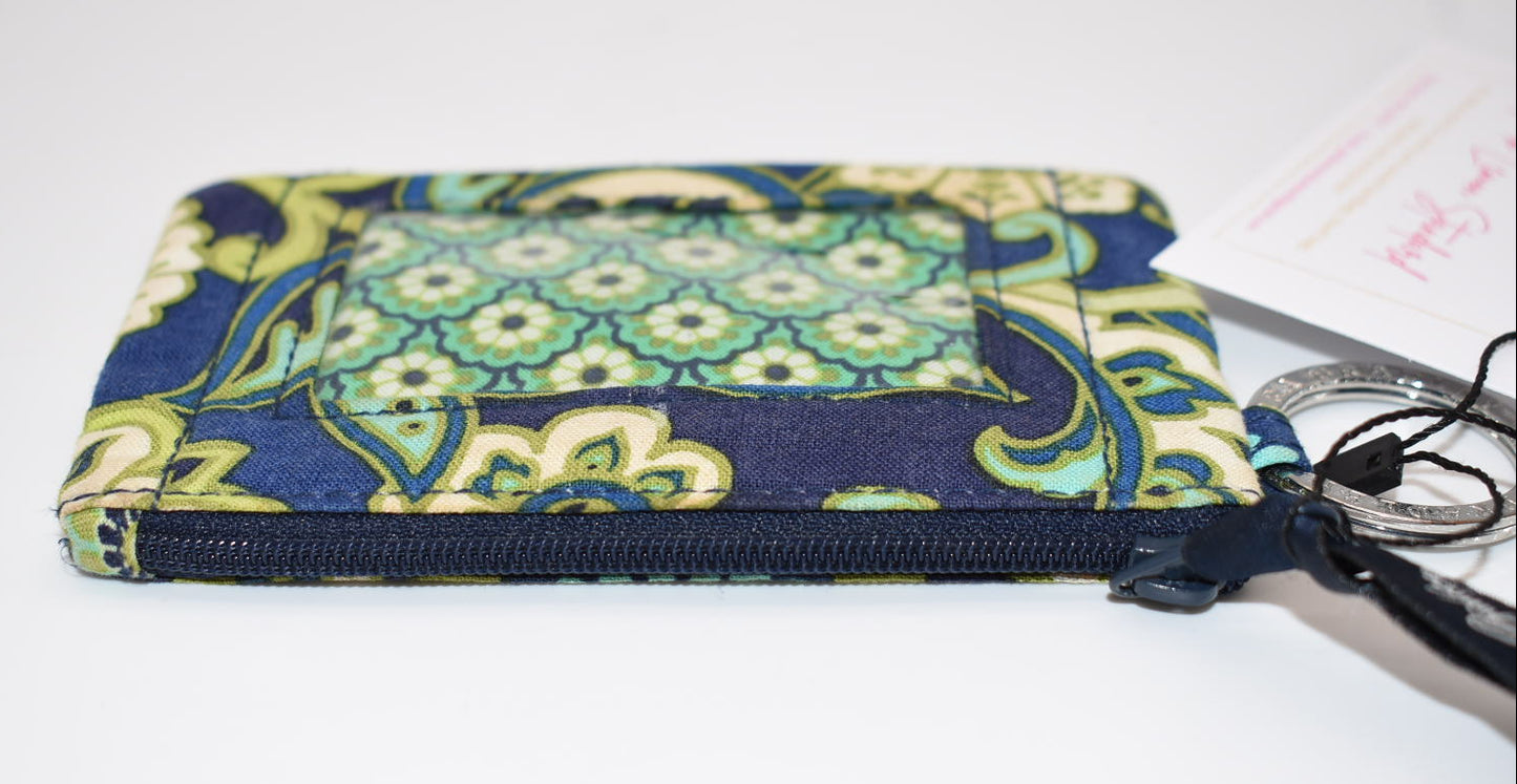 Vera Bradley Zip ID Case in "Rhythm & Blue" Pattern