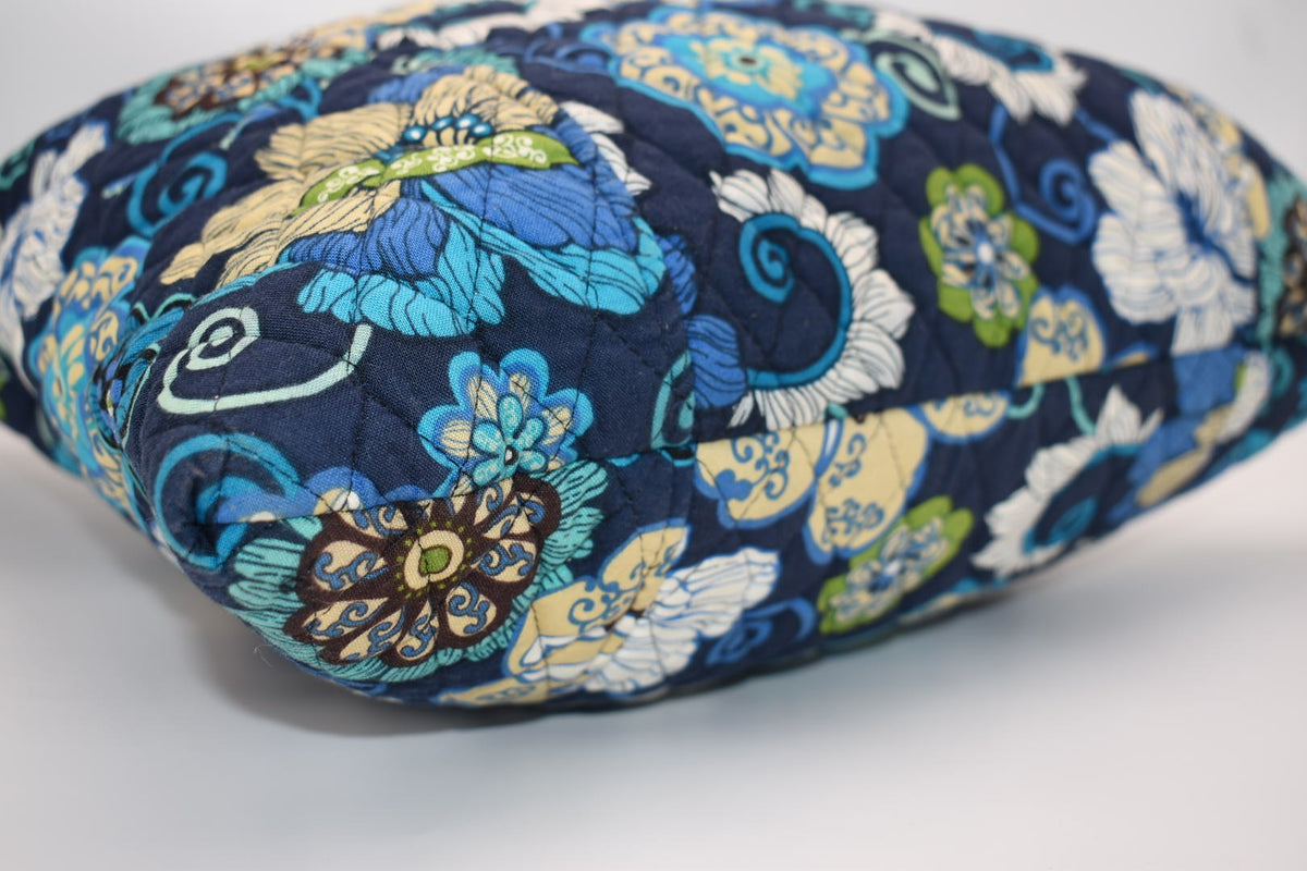 Vera Bradley Large Curvy Tote Bag in "Mod Floral Blue" Pattern