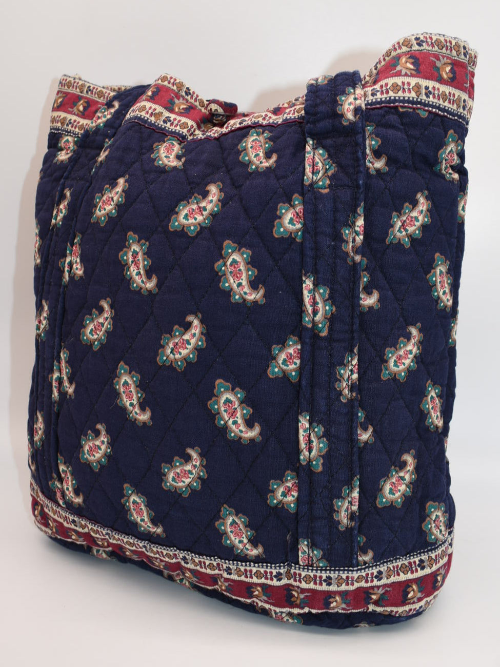 Vintage Vera Bradley Small Tote Bag in "Navy-1991" Pattern