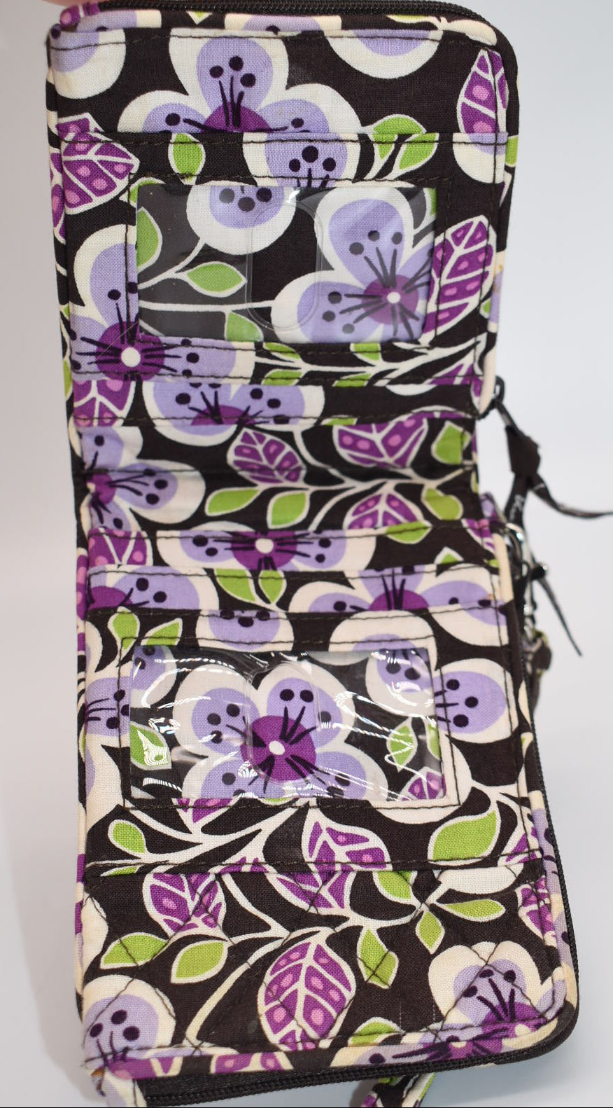 Vera Bradley Double ID Wristlet Wallet in "Plum Petals" Pattern