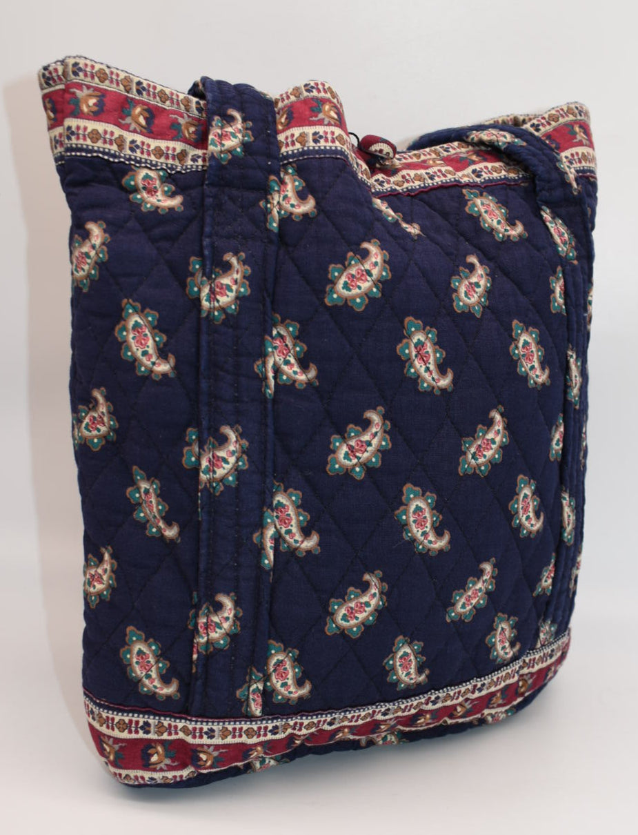 Vintage Vera Bradley Small Tote Bag in "Navy-1991" Pattern