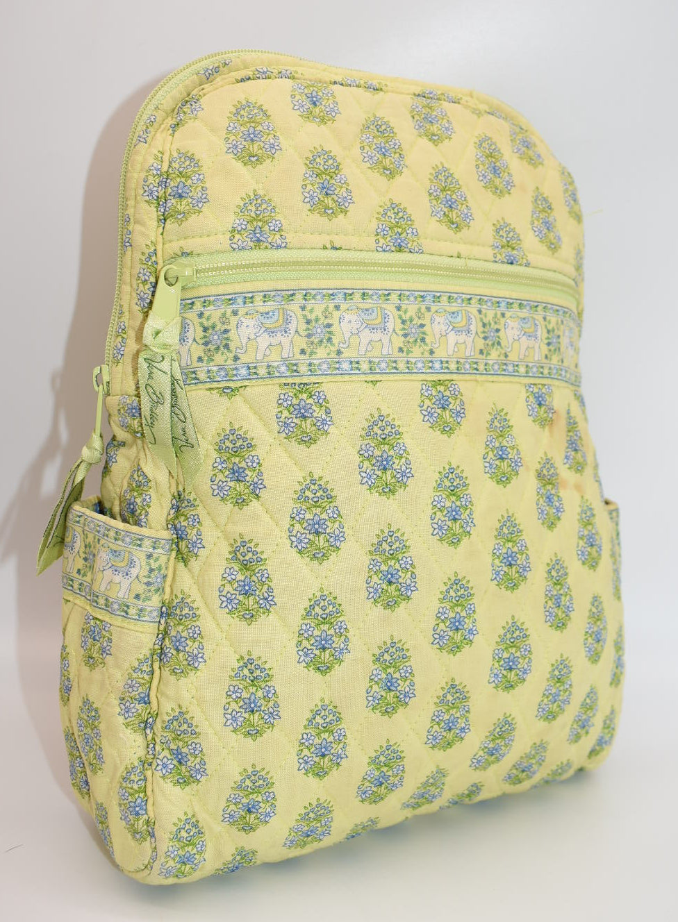 Vera Bradley Small Quilted Cotton Backpack in "Citrus Elephant" Pattern
