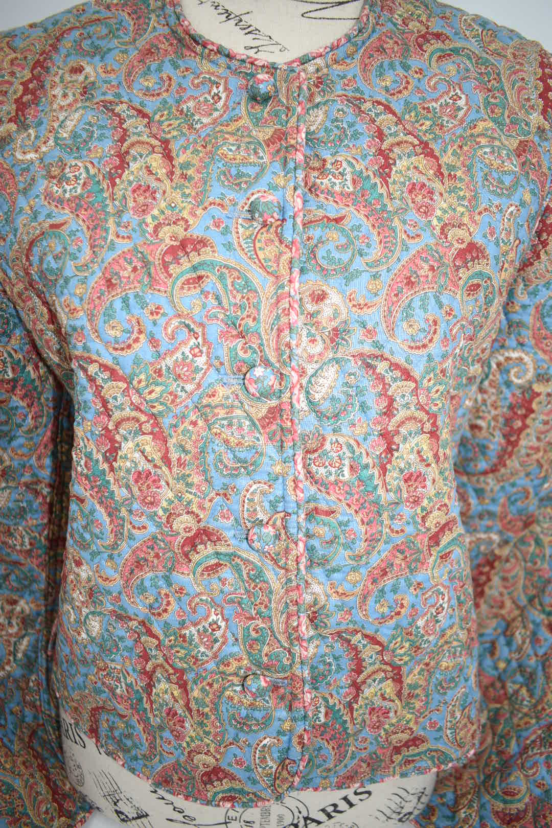 Vintage Vera Bradley Large Cropped Jacket in "Sky Blue Paisley -1987" Pattern