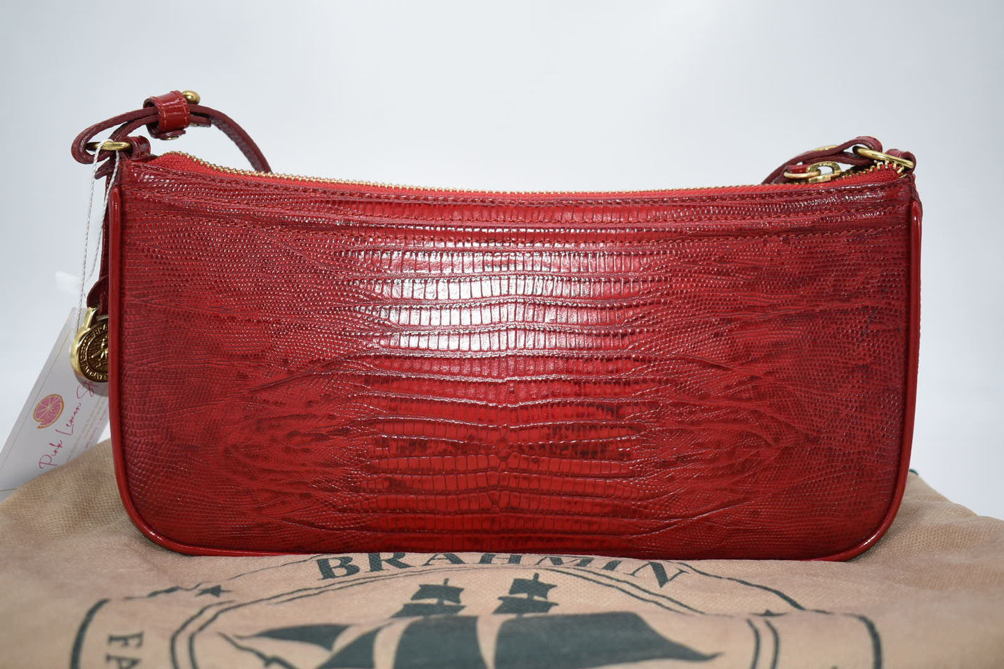 Vintage Brahmin Red Leather Shoulder Bag