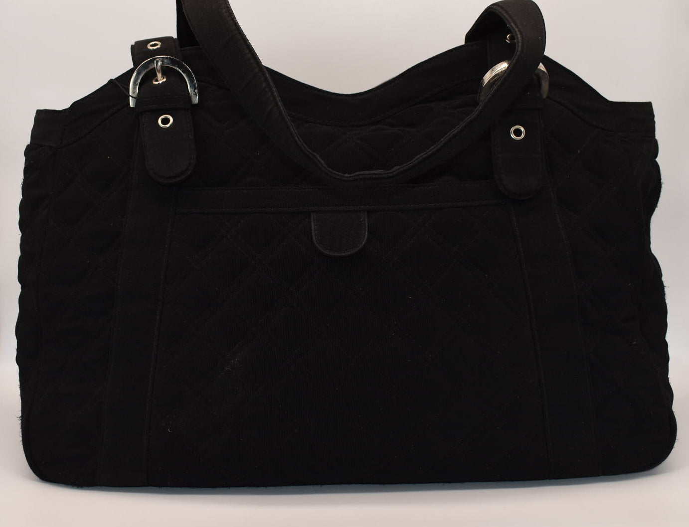 Vera Bradley Large Quilted Microfiber Satchel Bag in Black