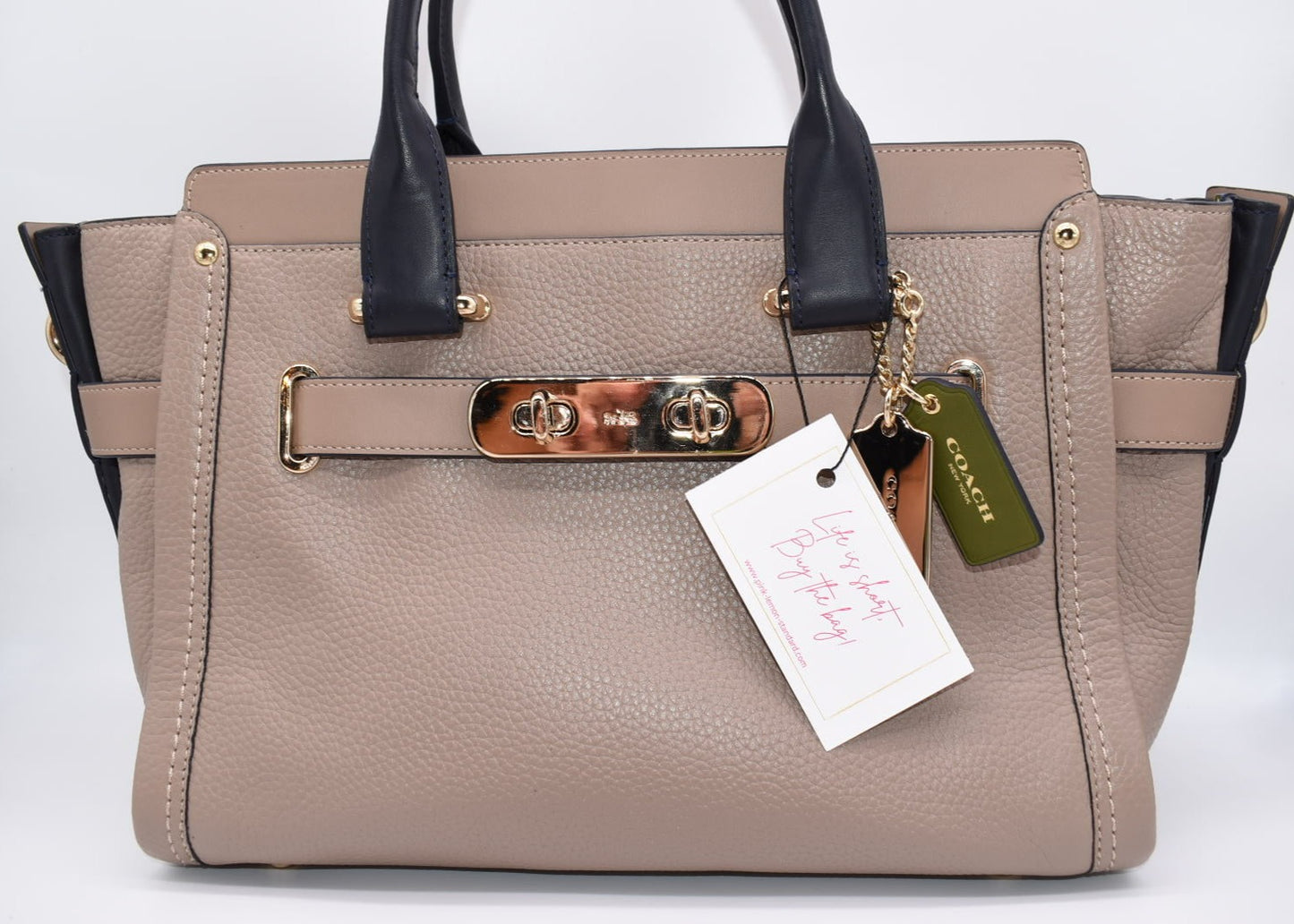 Coach Swagger Pebbled Leather Tote Bag in Colorblock