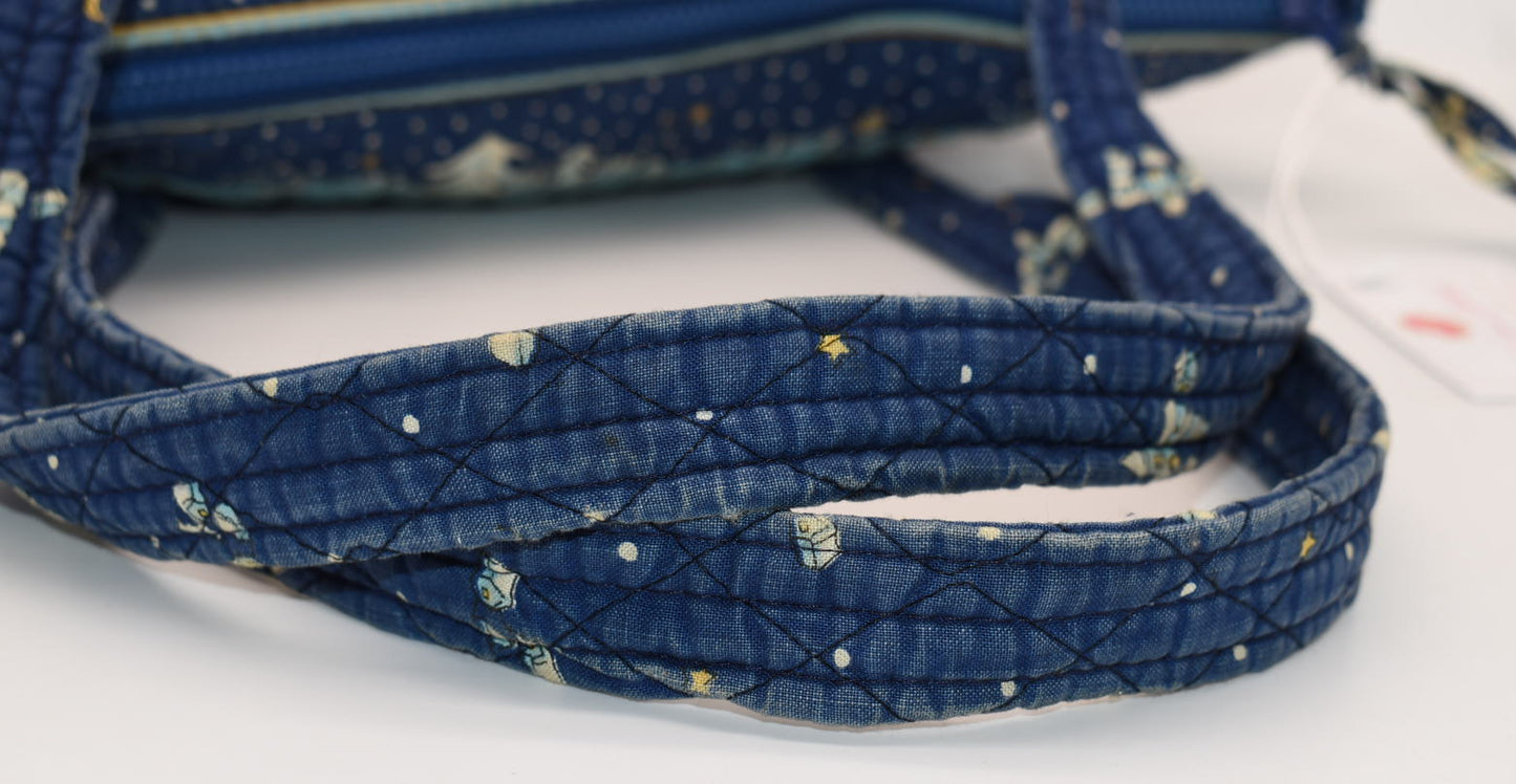 Vera Bradley Large Paddy Tote Bag in "Blue Christmas-1997" Pattern