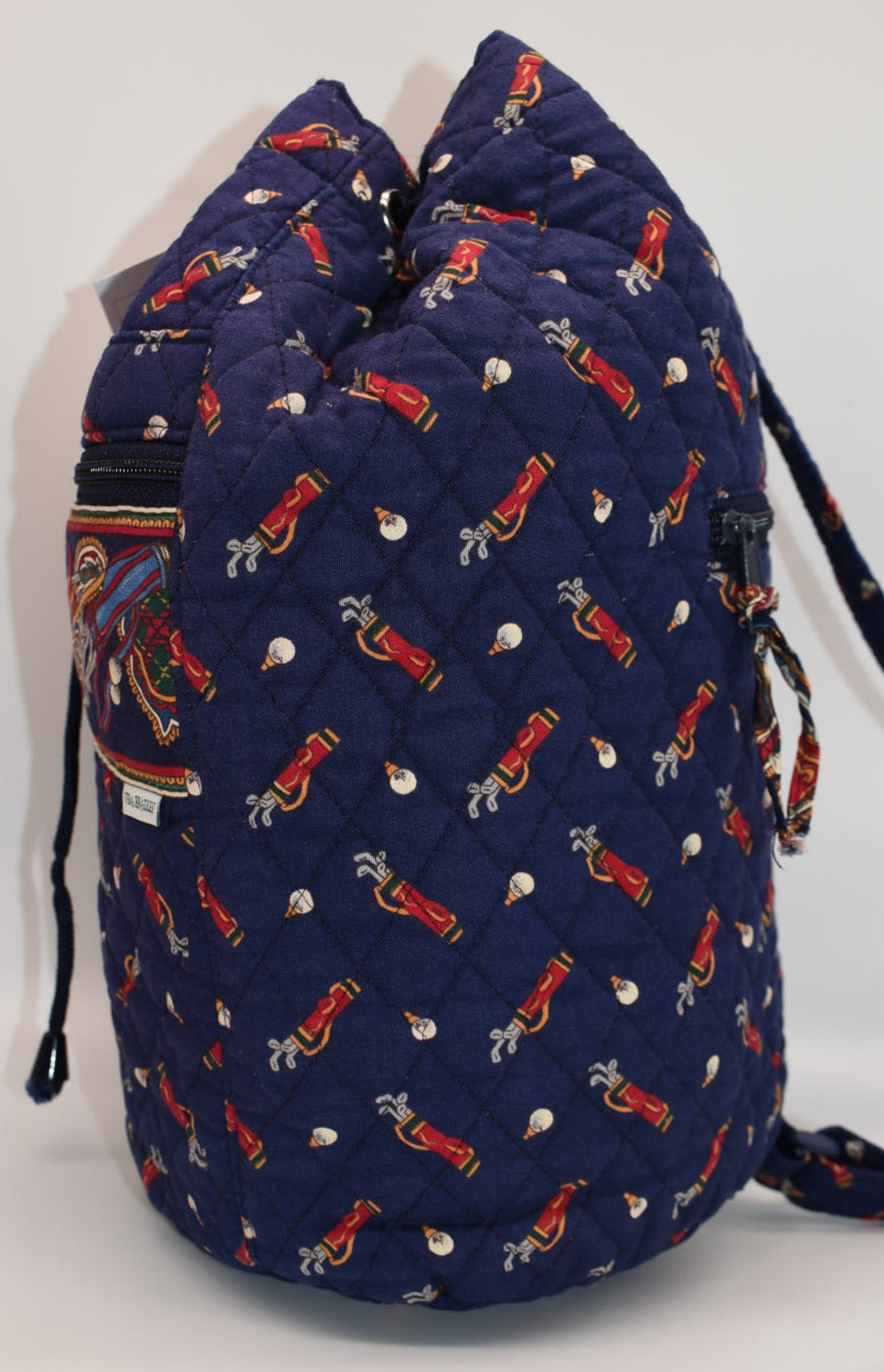Vintage Vera Bradley Drawstring Sling Bag in "Golf Navy - 1995" Pattern