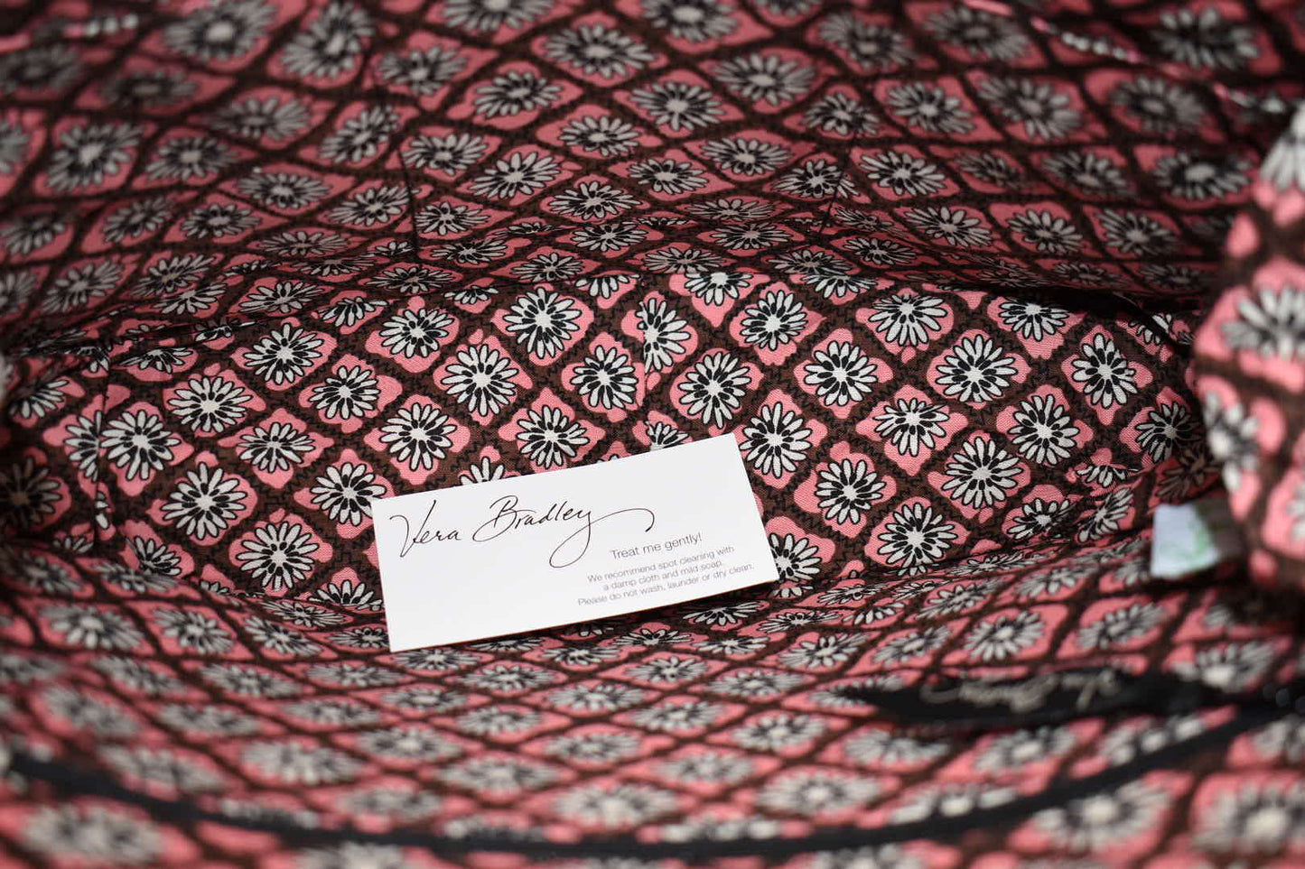 Vera Bradley Frame Satchel Bag in "Mocha Rouge" Pattern