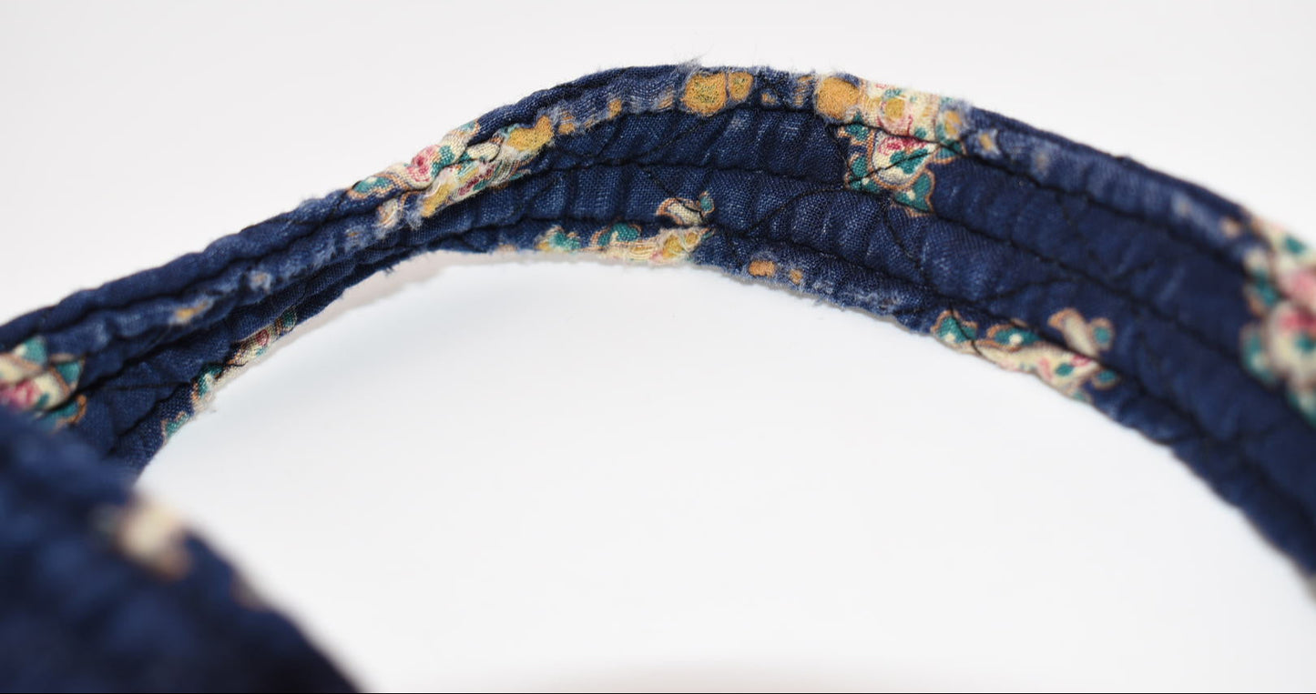 Vintage Vera Bradley Small Tote Bag in "Navy-1991" Pattern