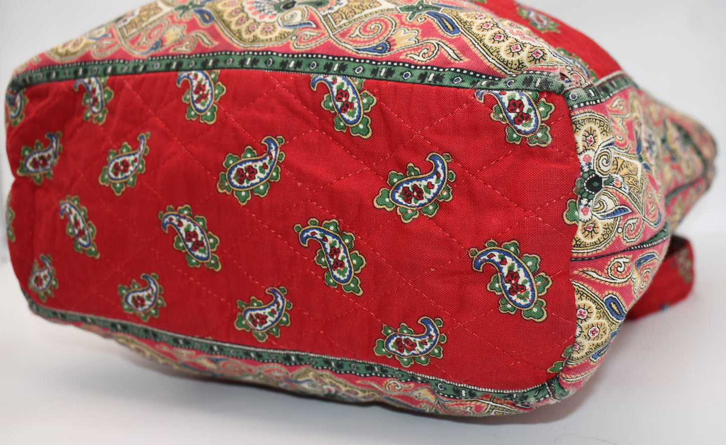 Vintage Vera Bradley Quilted Cotton Tote Bag in "Red- 1991" Pattern