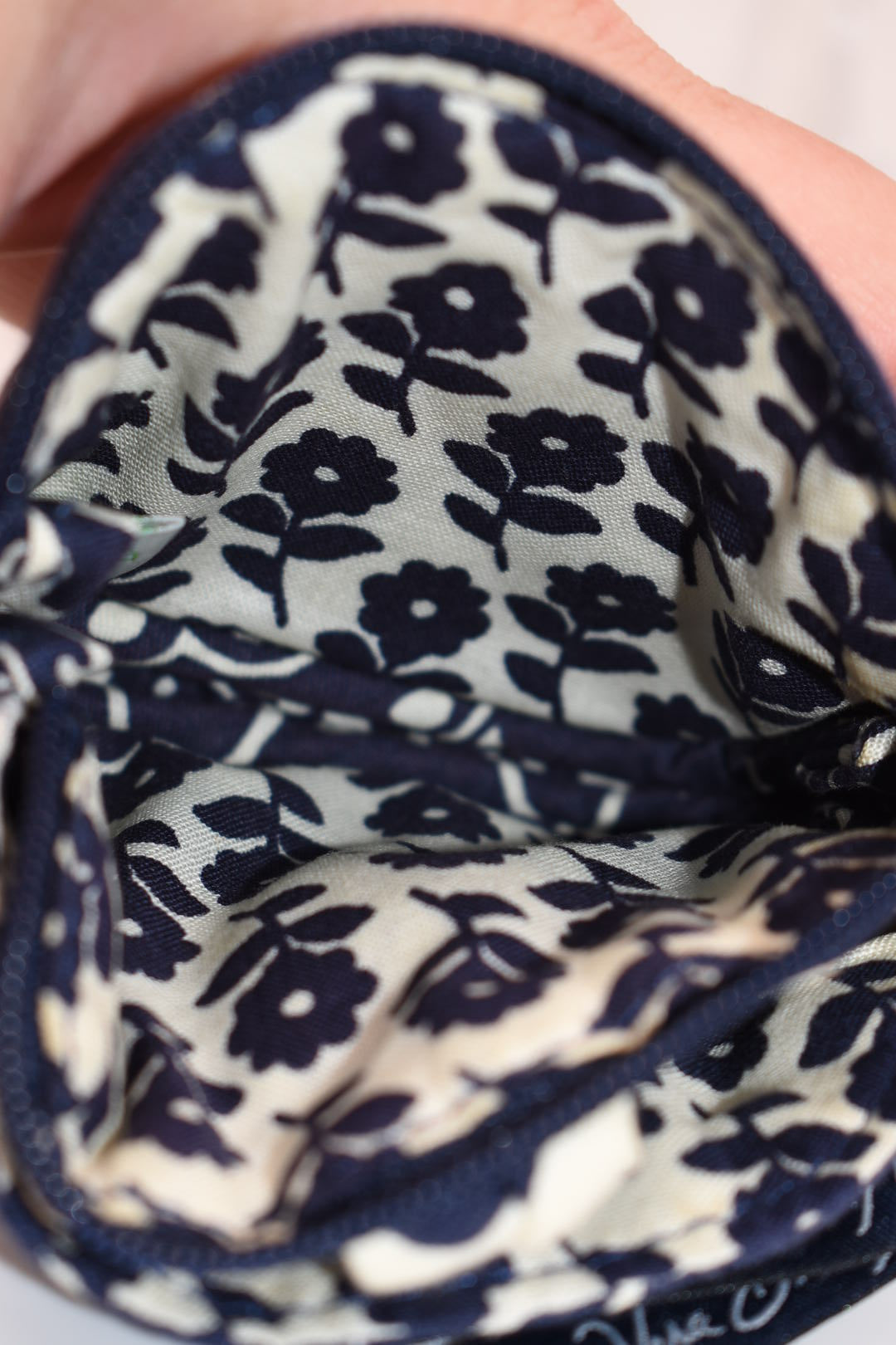 Vera Bradley Button Coin Purse in "Twirly Bird - Navy" Pattern