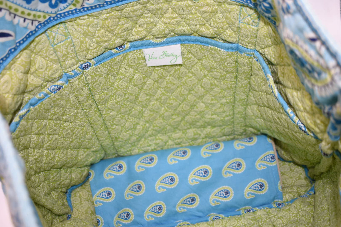 Vera Bradley Large Vera Tote Bag in "Bermuda Blue" Pattern